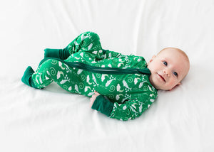 I'm Narwhally Sleepy - Green - Long Sleeve Zipper Romper