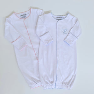 Picot Trim Gown with Hidden Snaps