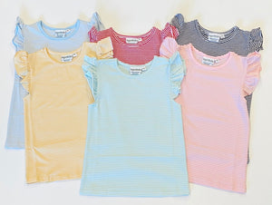 Knit Stripe Flutter Sleeve Shirt