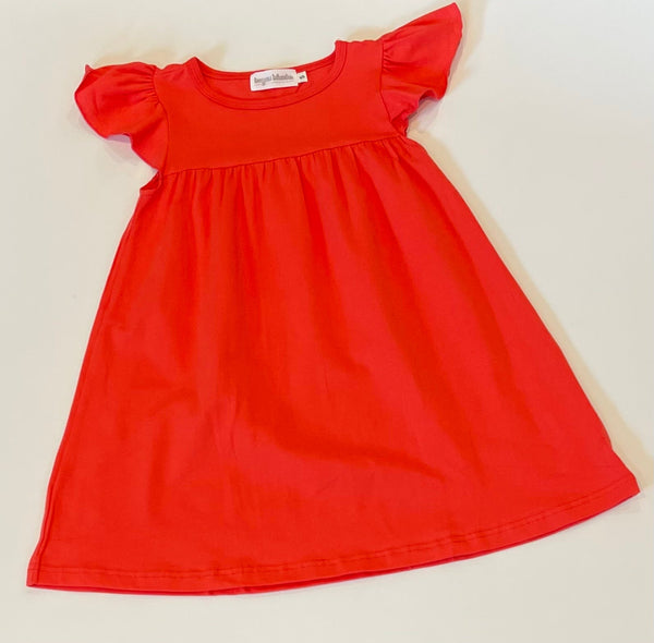 Flutter Sleeve Dress—Coral