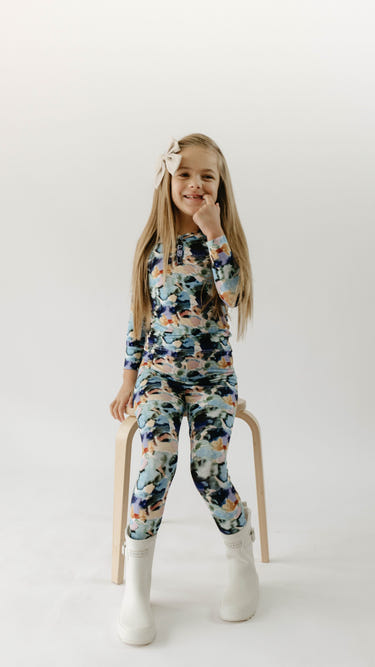 Bamboo two-piece pajamas in Charli print for babies, soft and cozy sleepsuit for comfortable sleep.