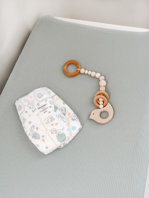 Seafoam Ribbed Changing Pad Cover