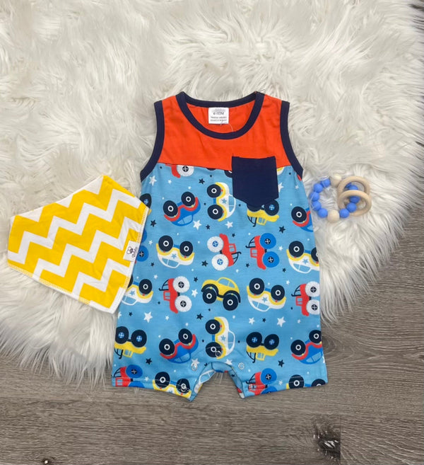 Blue Car Romper