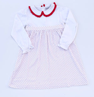 Long Sleeve Bitty Dot Knit Dress - RED & GREEN