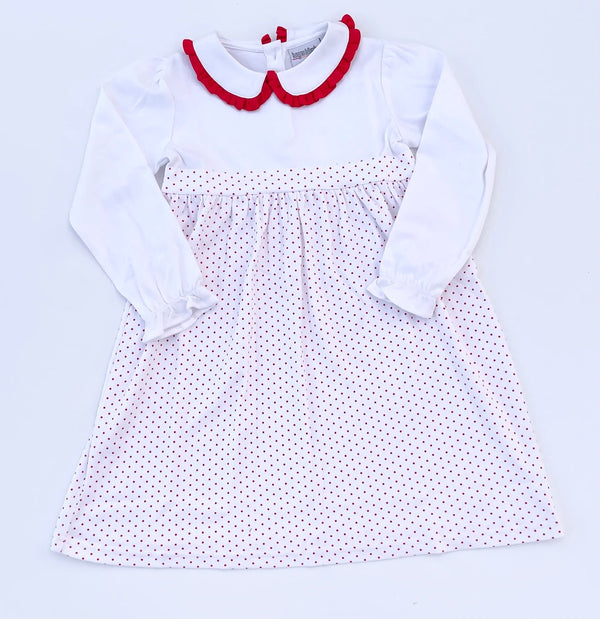Long Sleeve Bitty Dot Knit Dress - RED & GREEN