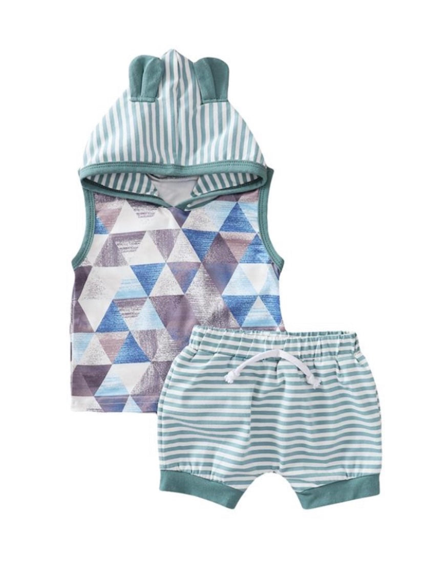 Cool Blues Bear Set: Adorable two-piece baby outfit featuring a cute bear design, perfect for cozy comfort.