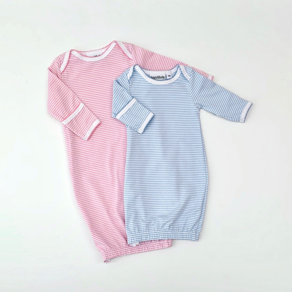 Stripe Gown with Picot Trim