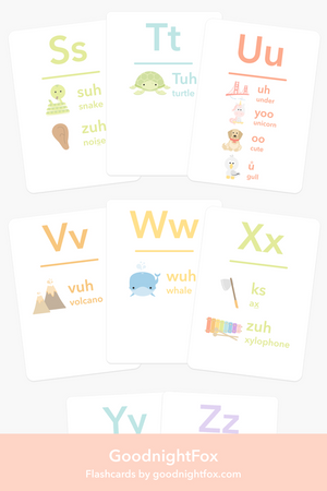 Colorful Letter Sounds Phonics Flashcards for babies, promoting early learning and fun playtime.