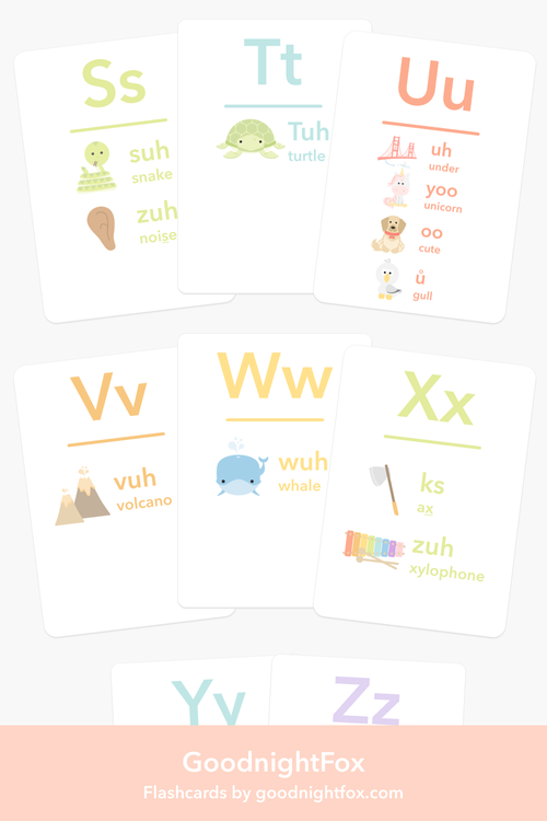Colorful Letter Sounds Phonics Flashcards for babies, promoting early learning and fun playtime.