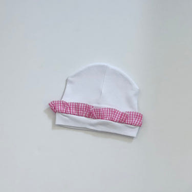 Gingham Ruffle Trim Hat - Pink