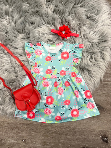 "Blooms Of Pink Dress for babies, featuring floral patterns and a soft, comfortable design."