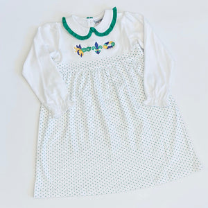 Long Sleeve Bitty Dot Knit Dress - RED & GREEN