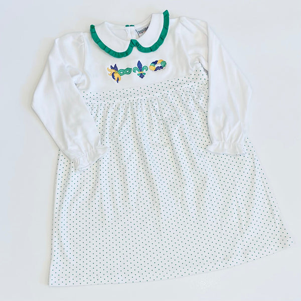Long Sleeve Bitty Dot Knit Dress - RED & GREEN