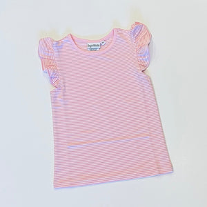 Knit Stripe Flutter Sleeve Shirt