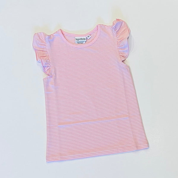 Knit Stripe Flutter Sleeve Shirt