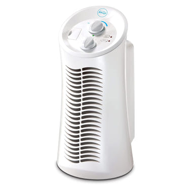 Febreze HEPA-Type Small Room Mini Tower Air Purifier in white for cleaner air in baby rooms.