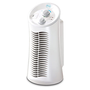 Febreze HEPA-Type Small Room Mini Tower Air Purifier in white for cleaner air in baby rooms.
