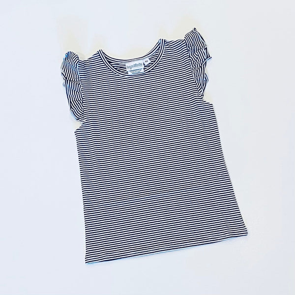 Knit Stripe Flutter Sleeve Shirt