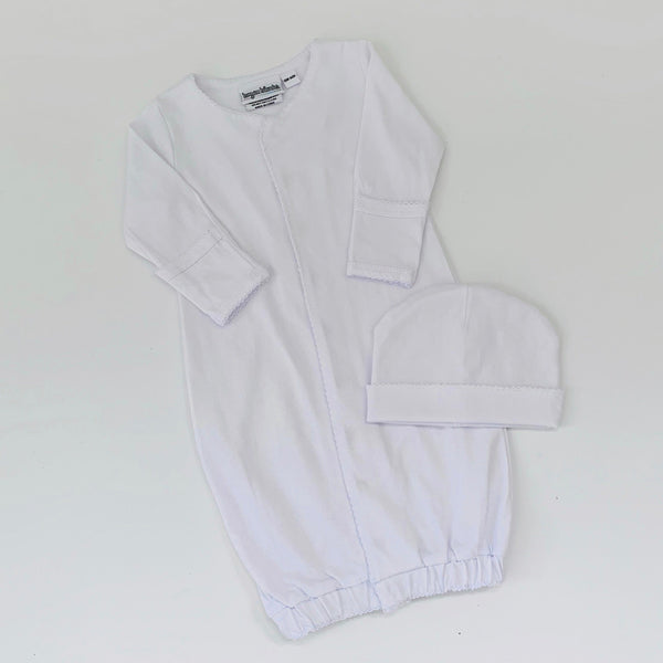 Picot Trim Gown with Hidden Snaps