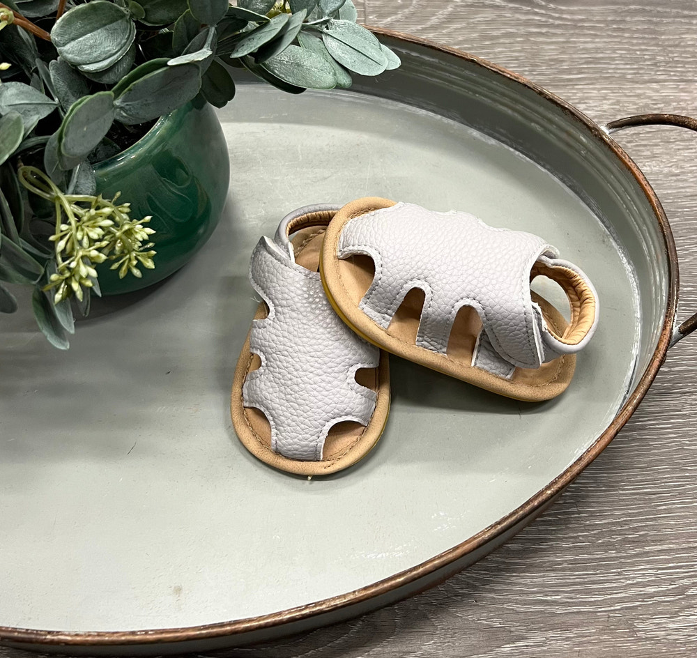 City Soles Grey Sandal for babies - stylish and comfortable footwear for little ones.