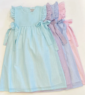 Side Tie Dress - Seersucker