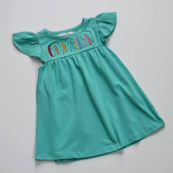 Flutter Sleeve Dress—Aqua