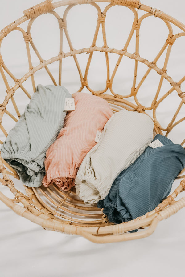 Seafoam Ribbed Crib Sheet