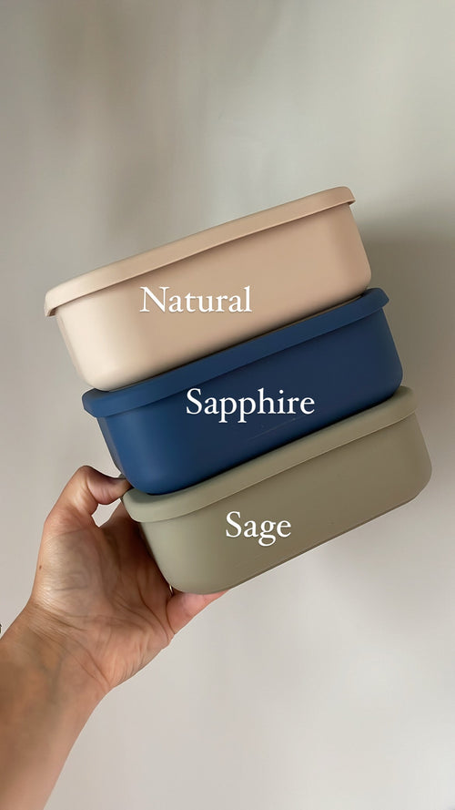 Silicone bento box for babies, perfect for food storage and on-the-go meals, shown at angle 8.