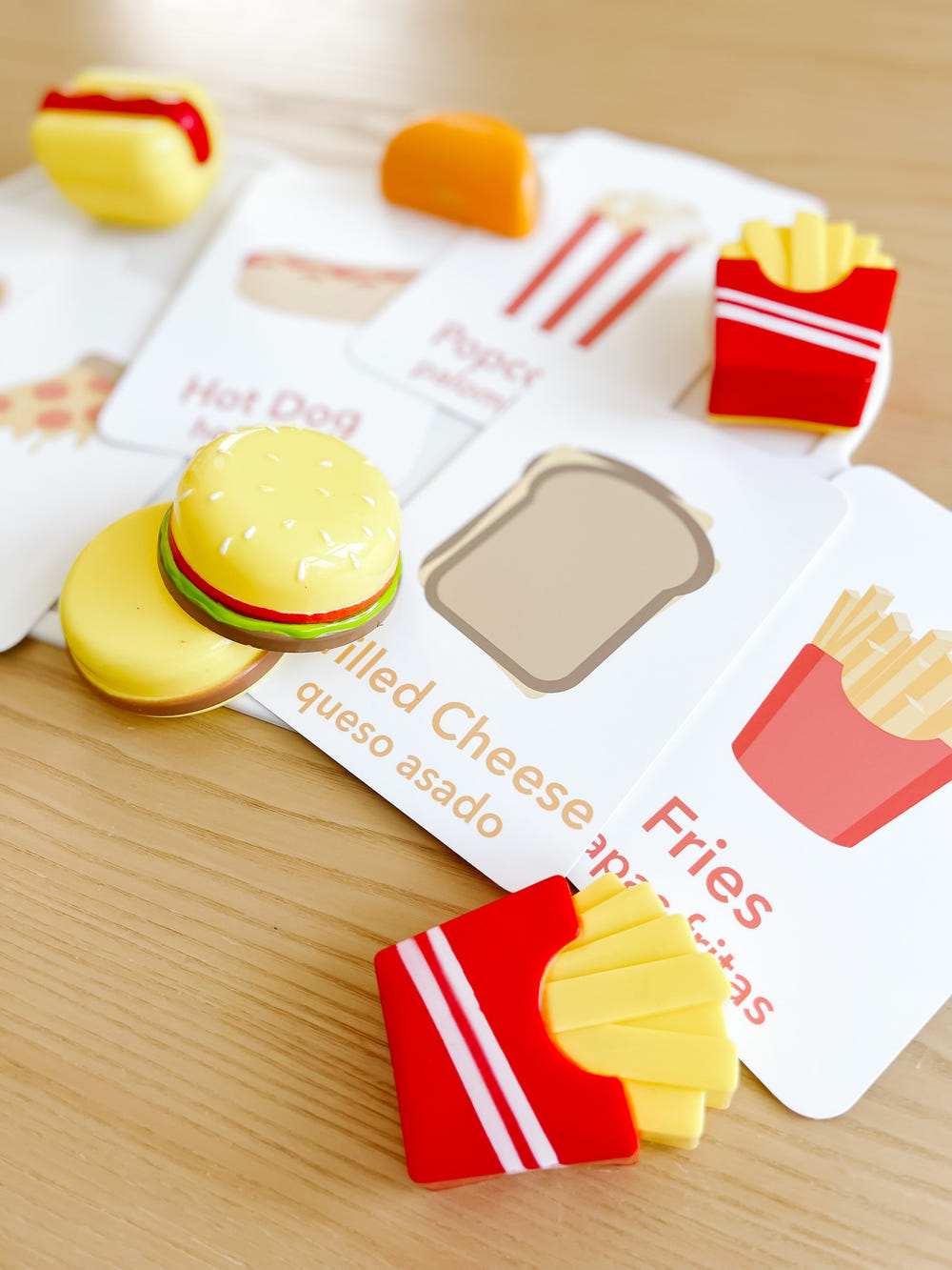 Colorful Fast Food Flashcards for imaginative pretend play, perfect for toddlers and young children.