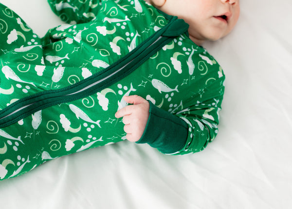 I'm Narwhally Sleepy - Green - Long Sleeve Zipper Romper