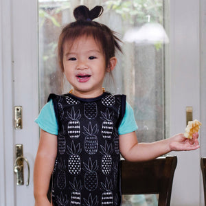Pineapple monochrome bapron for babies, stylish and practical, shown at angle 12.