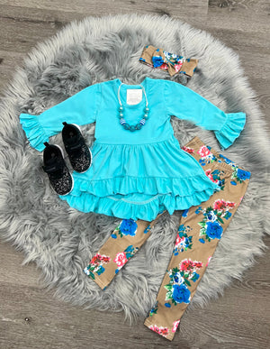 Blue Tunic Floral Set