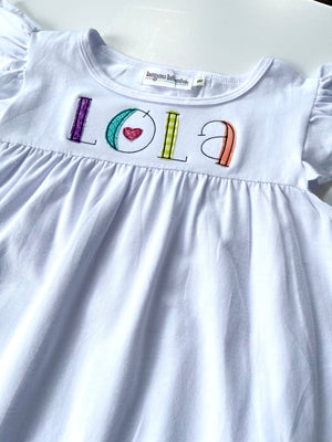 Flutter Sleeve Dress—White