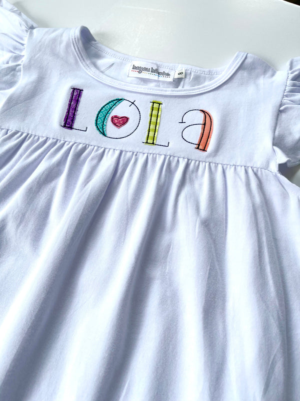 Flutter Sleeve Dress—White