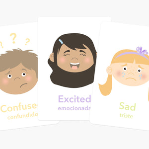 "Emotions Flashcards for babies, promoting early learning and sensory play, displayed at an angle for visual appeal."