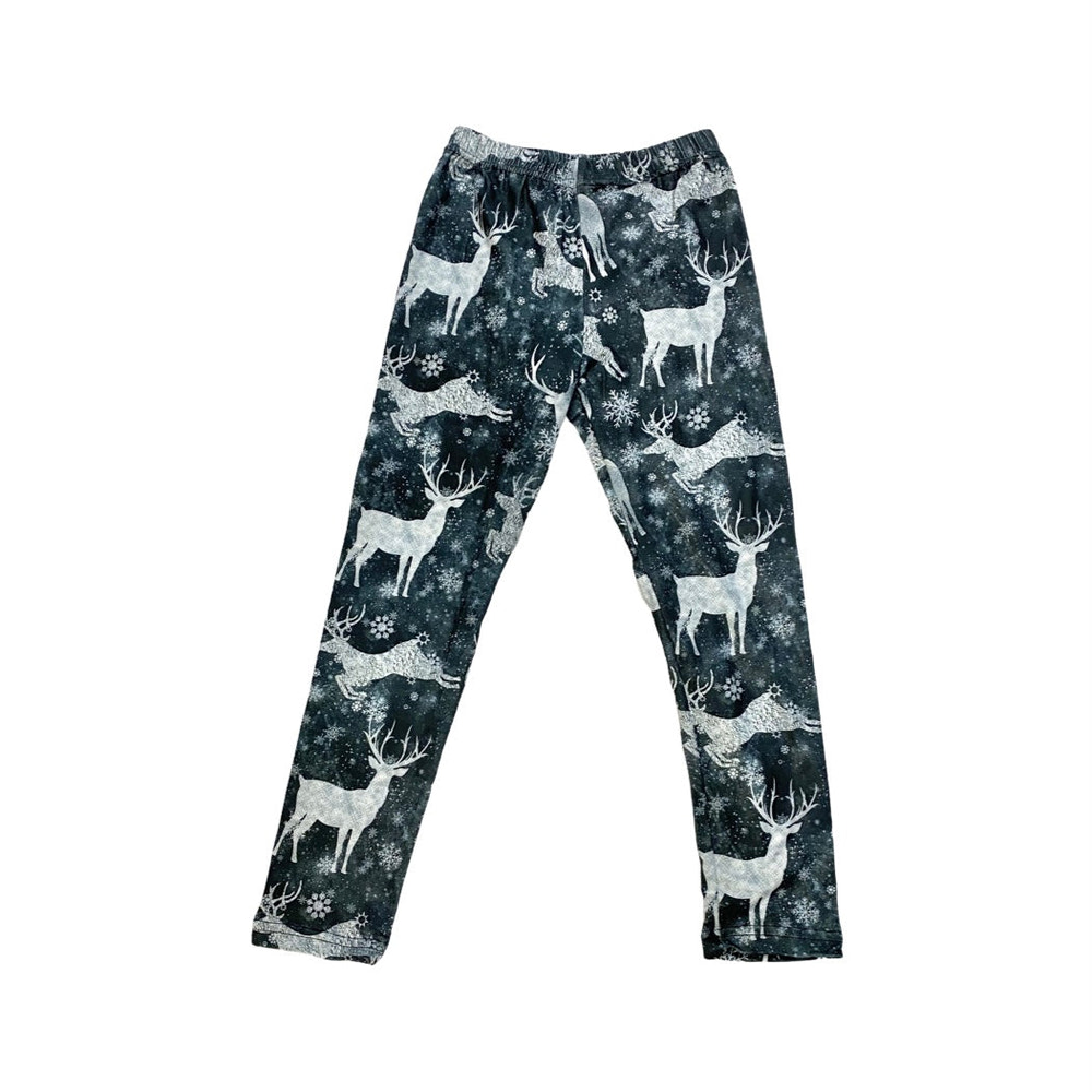 Black & White Reindeer Leggings for babies, featuring a festive design perfect for winter outfits.