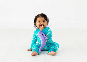 I'm Narwhally Sleepy - Blue - Long Sleeve Zipper Romper