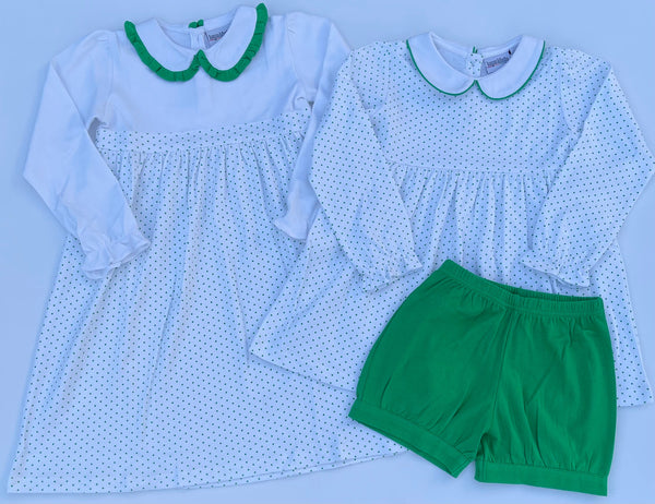 Long Sleeve Bitty Dot Knit Dress - RED & GREEN