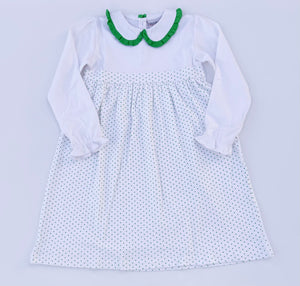 Long Sleeve Bitty Dot Knit Dress - RED & GREEN