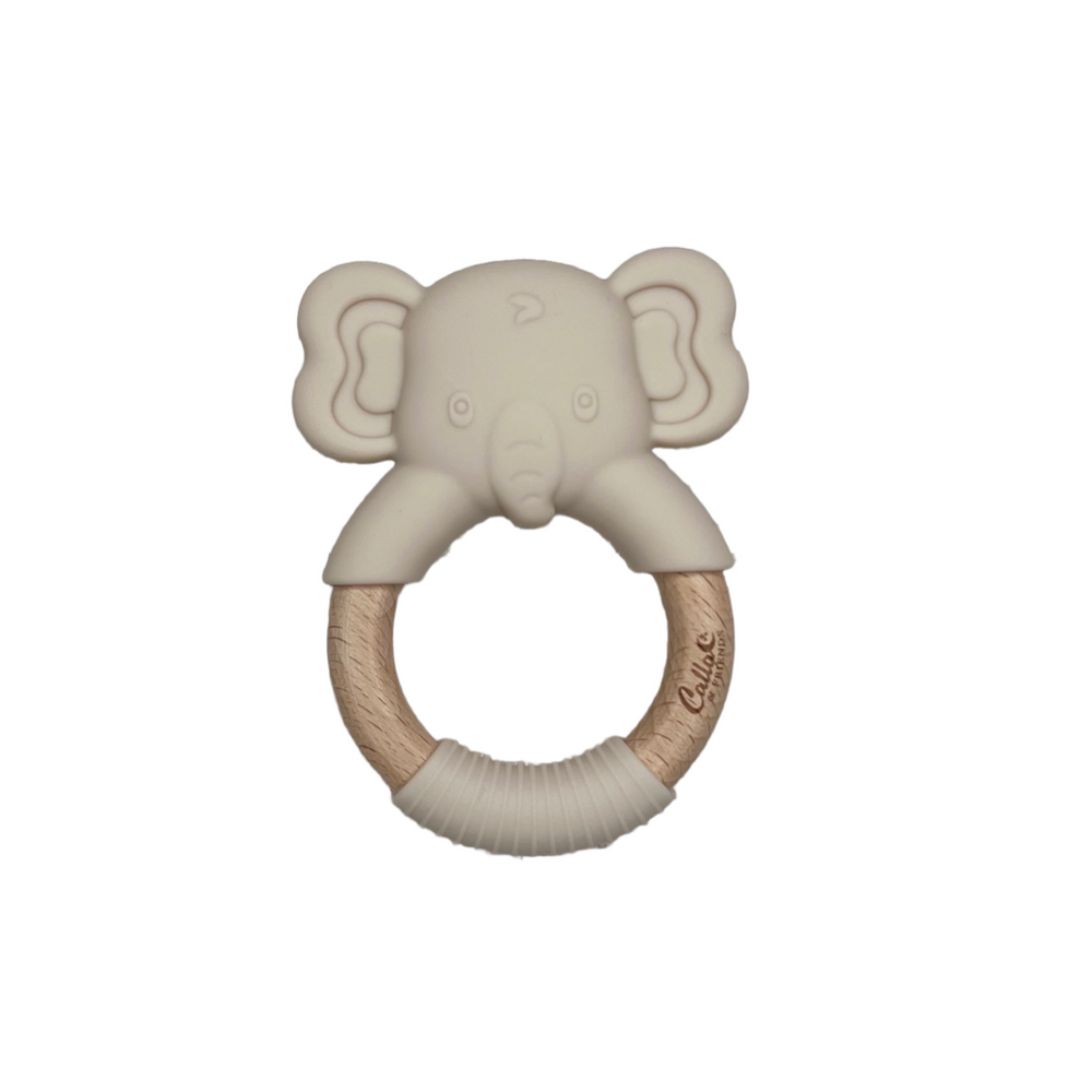 Elephant silicone teether for babies, safe and soft for soothing gums during teething.