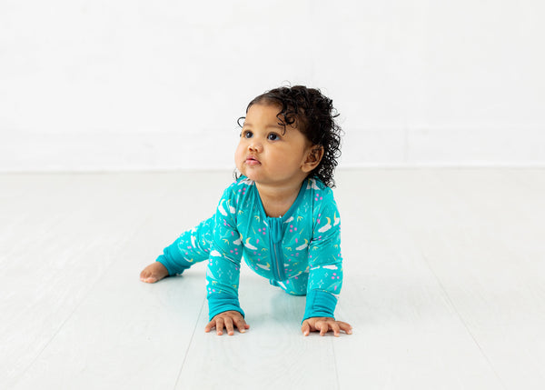 I'm Narwhally Sleepy - Blue - Long Sleeve Zipper Romper