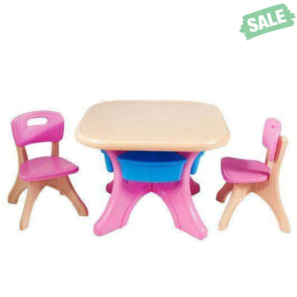 In/Outdoor 3-Piece Plastic Children Play Table & Chair Set Blue Kids Table & Chair Sets