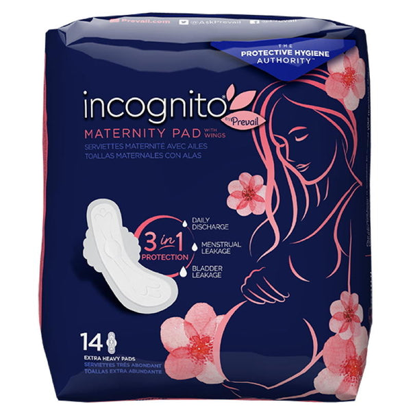 Incognito by Prevail Maternity Pads for postpartum recovery, offering comfort and discreet protection for new mothers.