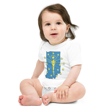Indiana Baby short sleeve onesie in soft fabric, perfect for comfort and style for your little one.