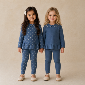 Organic Legging Set of 2 - Indigo Blossom + Navy