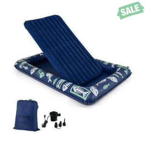 Inflatable Toddler Travel Bed with Electric Pump and Raised Bed Rails-Blue Blue Toddler Beds