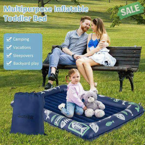Inflatable Toddler Travel Bed with Electric Pump and Raised Bed Rails-Blue Blue Toddler Beds