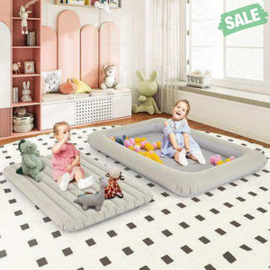 Inflatable Toddler Travel Bed with Electric Pump and Raised Bed Rails-Blue Blue Toddler Beds