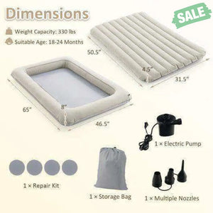 Inflatable Toddler Travel Bed with Electric Pump and Raised Bed Rails-Blue Blue Toddler Beds
