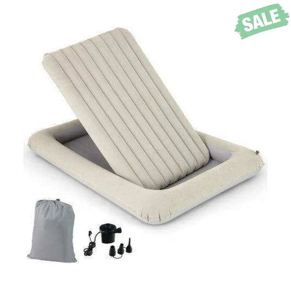 Inflatable Toddler Travel Bed with Electric Pump and Raised Bed Rails-Gray